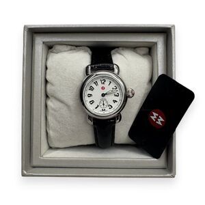 NWT Michele Mini CSX 26mm Swiss Watch Sapphire Black Patent Leather Box Rare